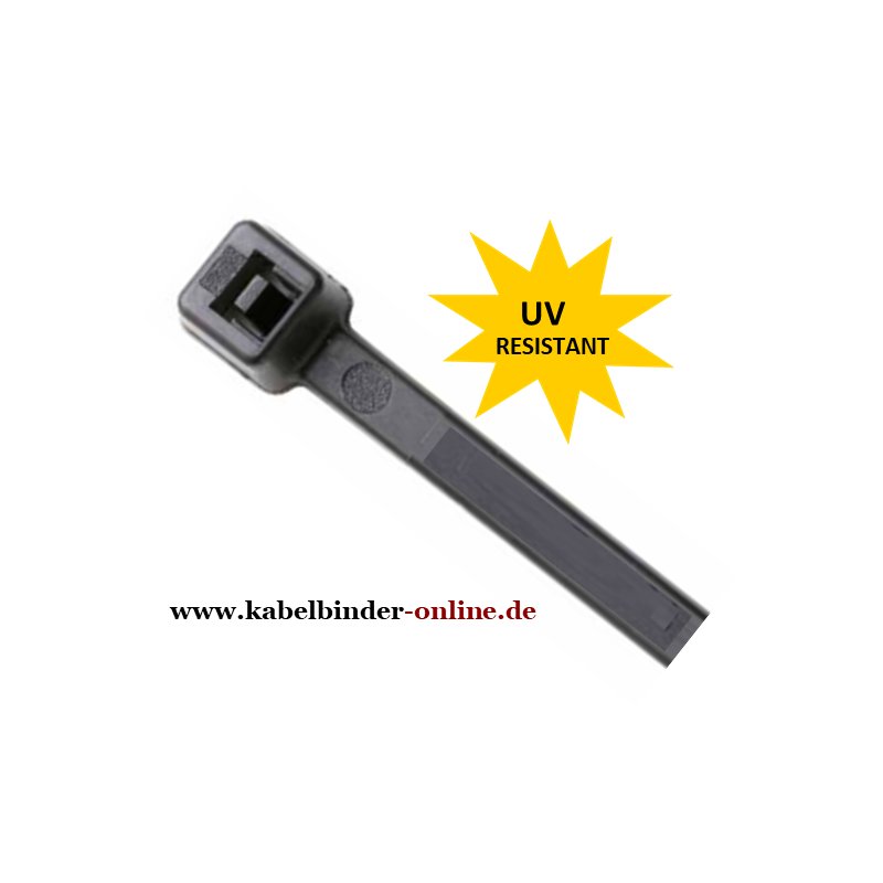Kabelbinder UV 370 x 7,6 mm Schwarz 1 VP = 100 Stück UV Beständig