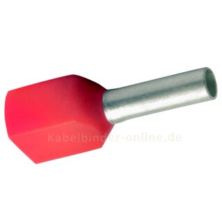 Zwillingsaderendhülsen 2 x 10 mm² / 12mm N rot DIN 1VP=100 Stück