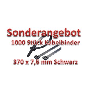 Kabelbinder 370 x 7,6 mm Schwarz 1.000 Stück Sonderangebot